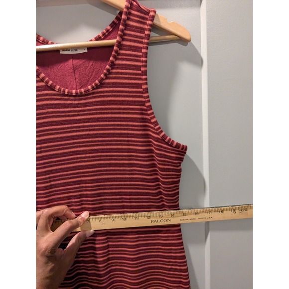 Marine Layer Striped Tank Midi Dress Sleeveless Casual Comfort Red‎ Women's L - Picture 6 of 11